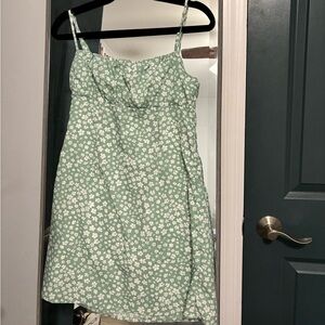 Green floral summer dress